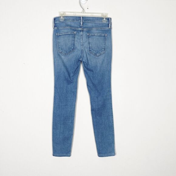 FRAME Le Skinny De Jeanne Womens 27 Blue Mid Rise Distressed Medium Wash Denim - Picture 3 of 7
